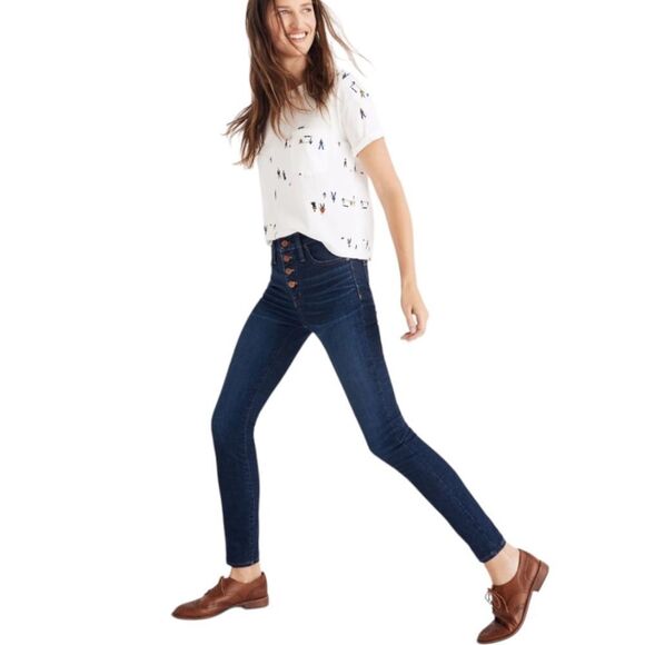 Madewell 9" Mid-Rise Skinny Jeans in Hayes Wash: Button-Front Edition - Picture 1 of 13